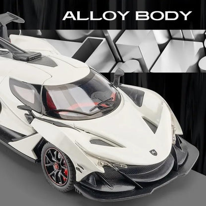 1:24 Scale Exclusive Alloy Metal Pull Back Die-cast Car Model with Sound Light Mini Auto Toy for Kids Metal Model Toy Car with Sound and Light (1.24 Apollo IE-White)