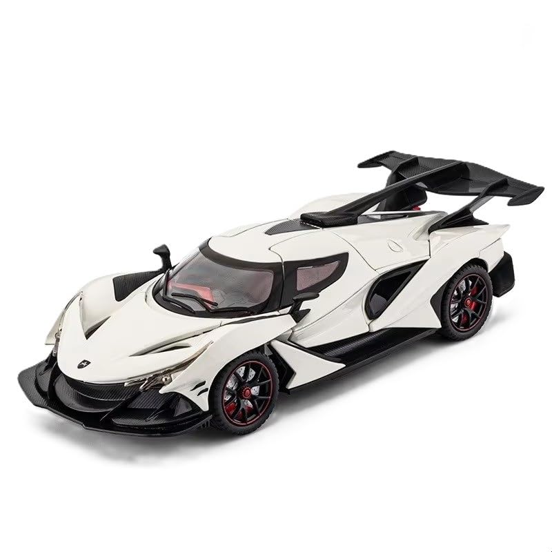 1:24 Scale Exclusive Alloy Metal Pull Back Die-cast Car Model with Sound Light Mini Auto Toy for Kids Metal Model Toy Car with Sound and Light (1.24 Apollo IE-White)