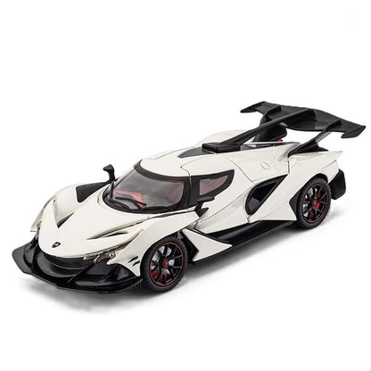 1:24 Scale Exclusive Alloy Metal Pull Back Die-cast Car Model with Sound Light Mini Auto Toy for Kids Metal Model Toy Car with Sound and Light (1.24 Apollo IE-White)