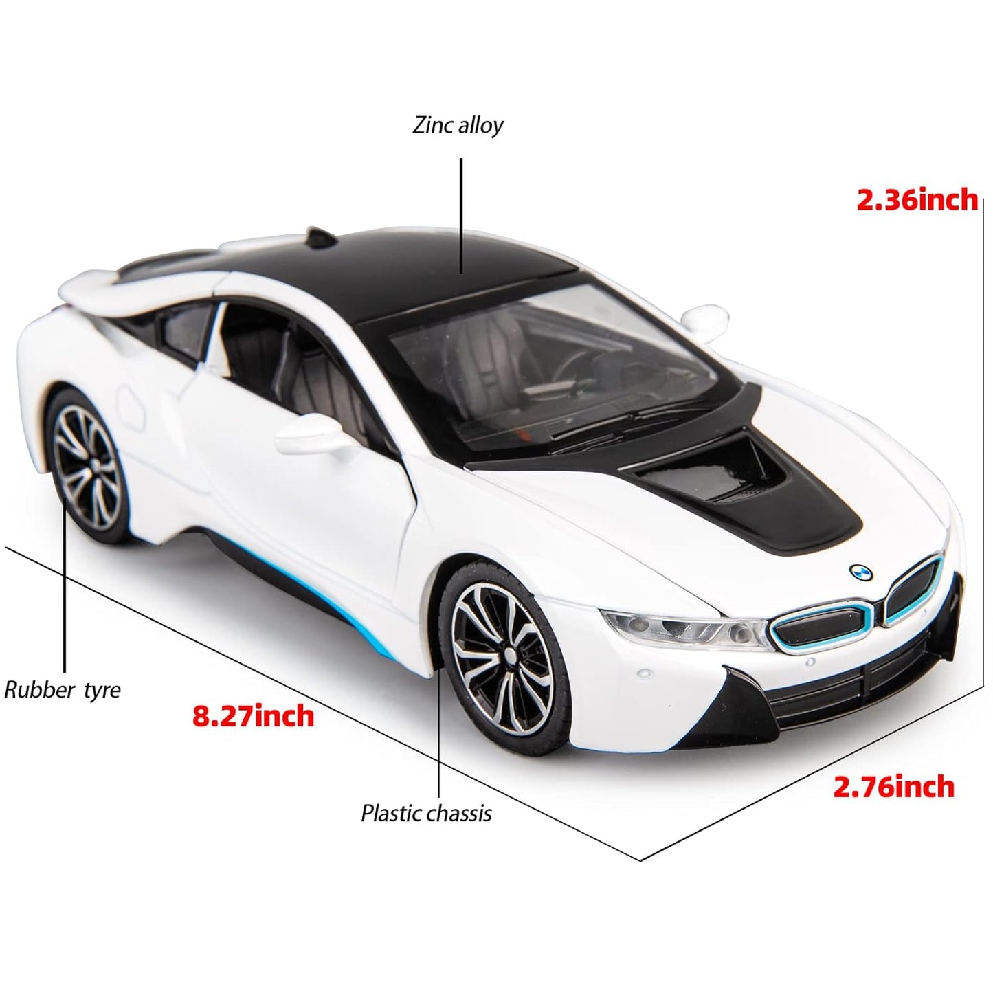 Compatible For Bmw I8 - Diecast Metal Car - Scale 1:24