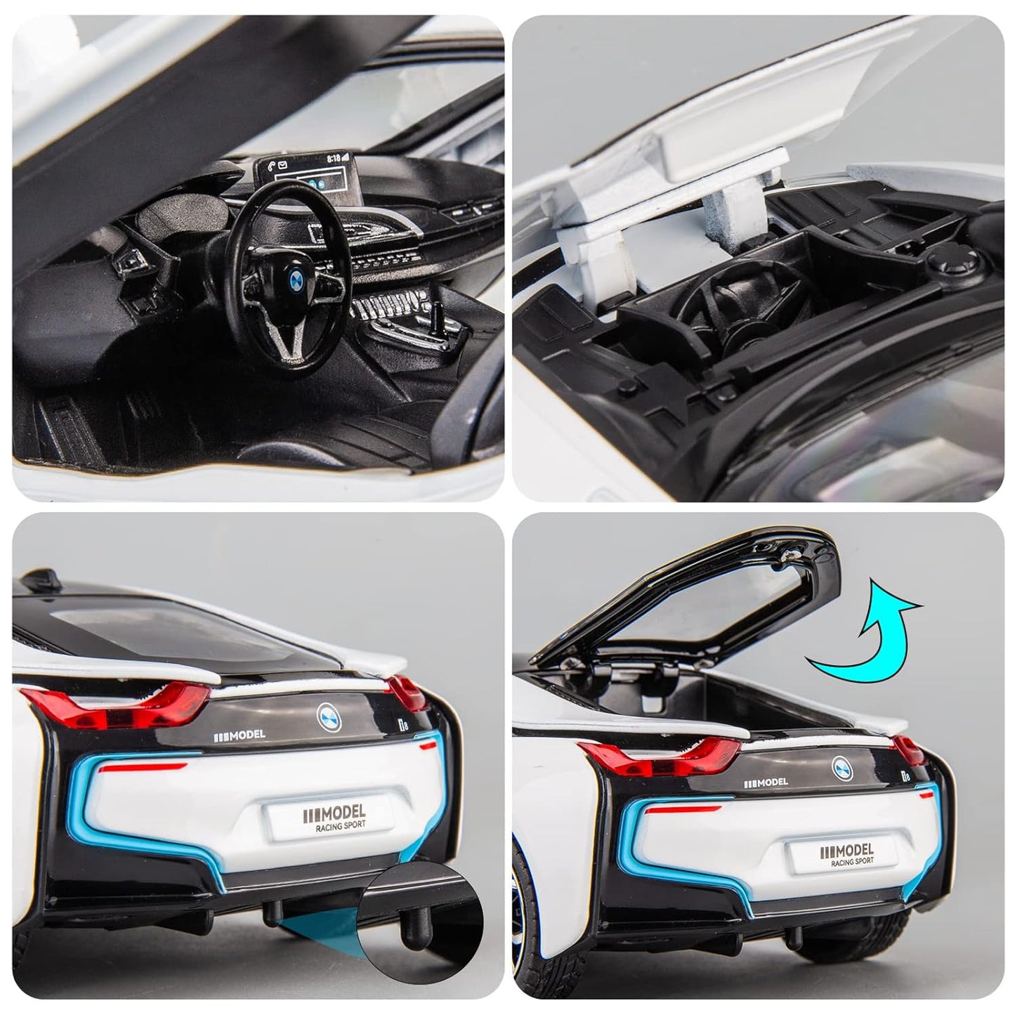 Compatible For Bmw I8 - Diecast Metal Car - Scale 1:24