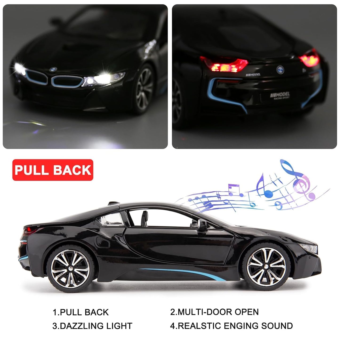 Compatible For Bmw I8 - Diecast Metal Car - Scale 1:24