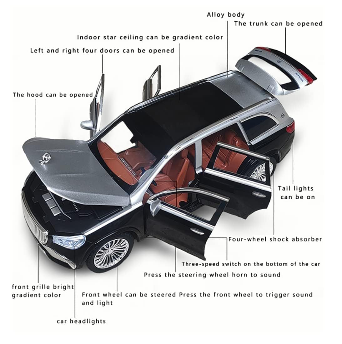 1:24 Scale Exclusive Alloy Metal Pull Back Die-cast Car Model with Sound Light Mini Auto Toy for Kids Metal Model Toy Car with Sound and Light (1.24 Supra LBWK-RED)