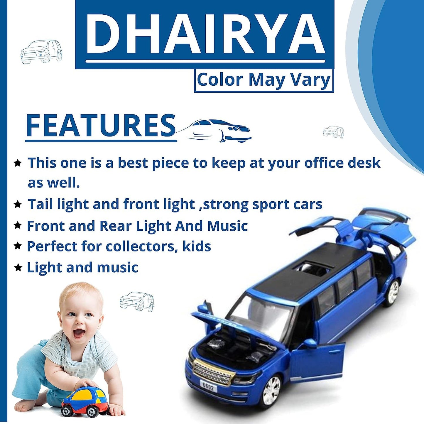 Scale Exclusive Alloy Metal Pull Back Die-cast Car Model with Sound Light Mini Auto Toy for Kids Metal Model Toy Car with Sound and Light (1:28 Scale Ford Pickup-Blue)